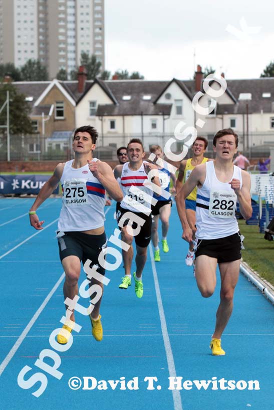Guy Learmonth beats Jake Wightman to win the 800 metres at the Scottish Championships, Scotstoun  Stadium, Glasgow.